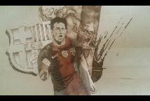 Messi íróasztal intarzia